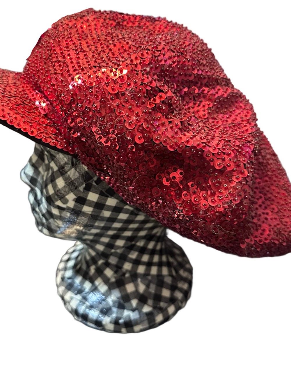 Newsboy/Cabbie Cap Red Sequin Cap